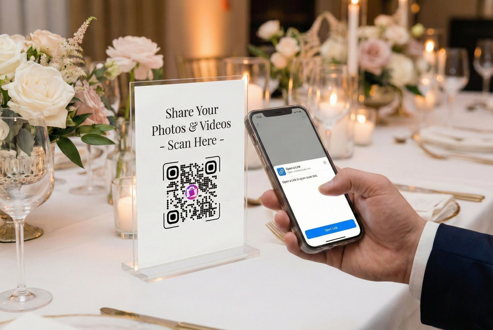 Guest scanning InvitePix QR code effortlessly